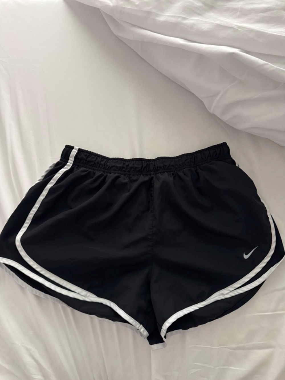 Nike Black Athletic Shorts with White Piping